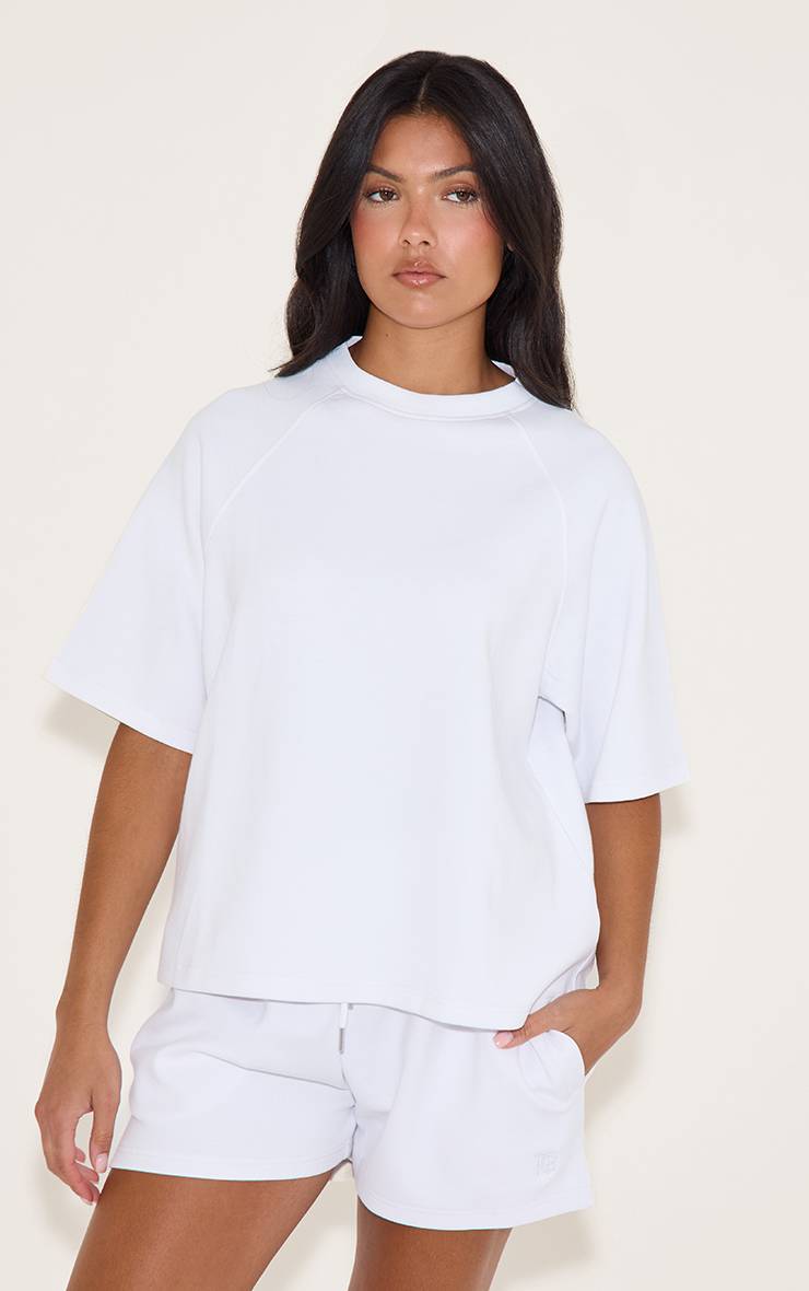 Blanc T-shirt Boxy Brodé En Jersey Interlock
