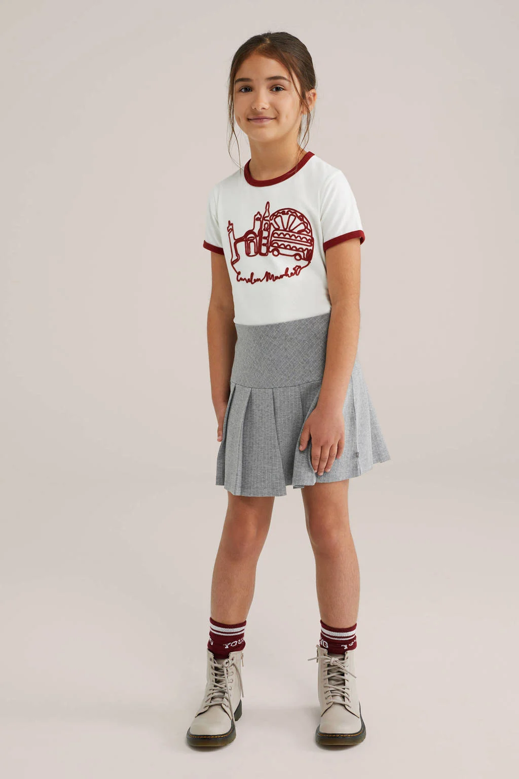 WE Fashion T-shirt wit/donkerrood