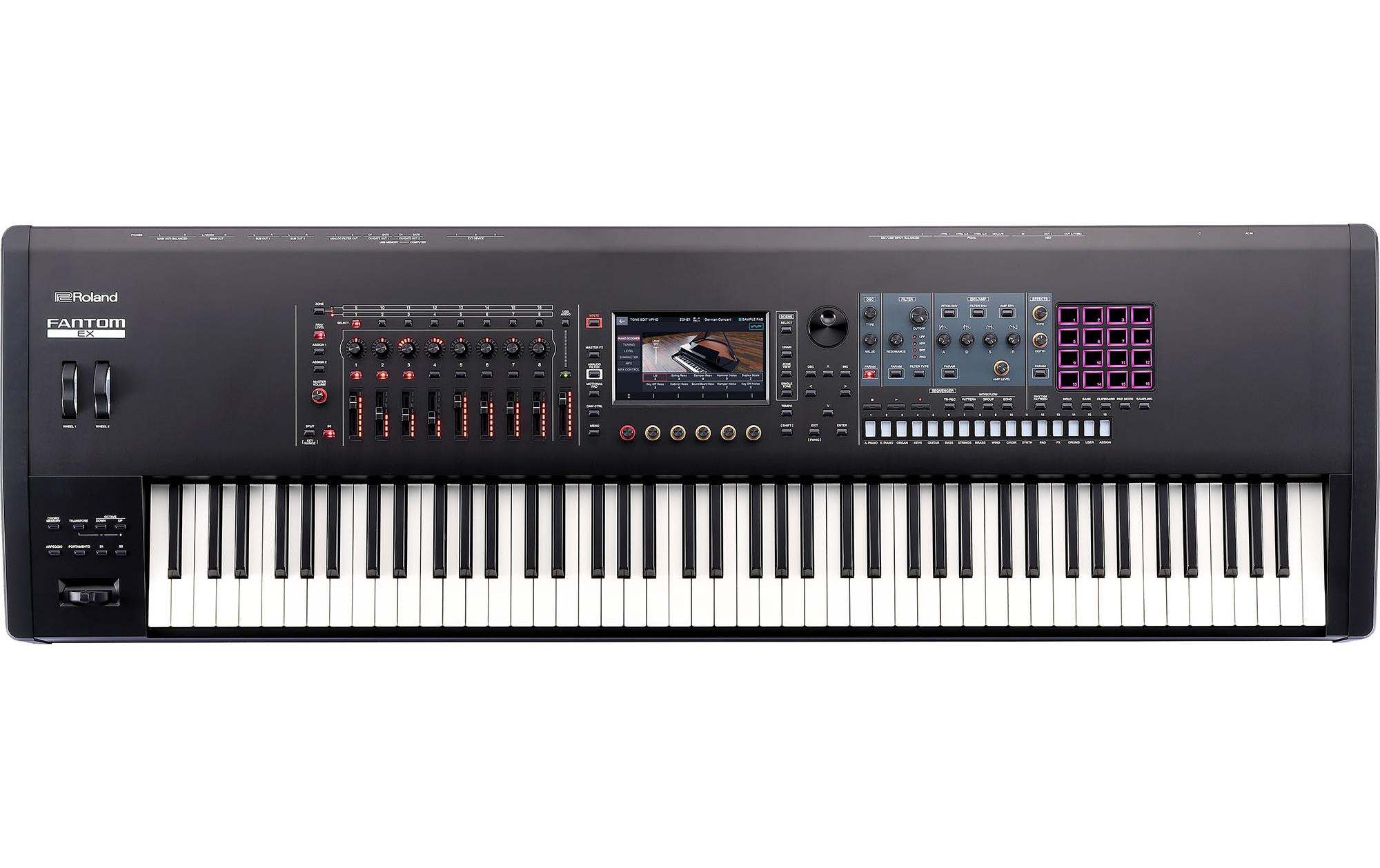 Workstation FANTOM 8 EX<br>Synthesizer-Topmodell mit intuitiver kreativer Bedienung, diversen Roland Soundtechnologien und einer Hammermechanik-Tastatur mit 88 gewichteten Tasten