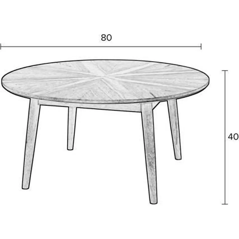 Housecraft Fabio Salontafel Rond Hout 80x80 cm Zwart