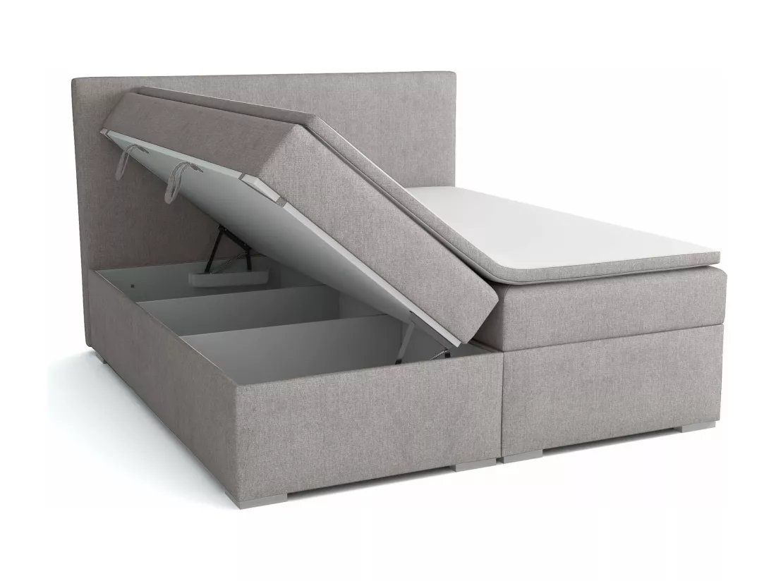 LIT BOXSPRING avec surmatelas Ennis 200x200 cm, Lux 05 (Gris clair)