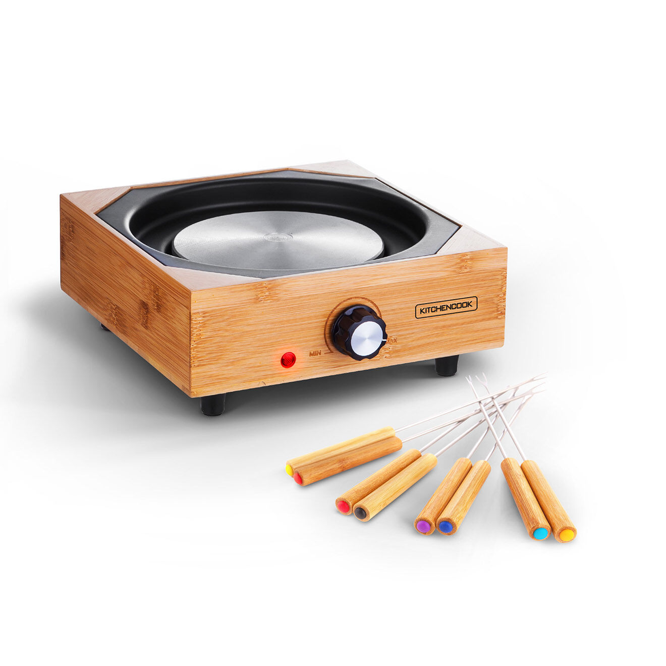Kitchencook Appareil de fondue avec base en bambou ecowood inox multicolore