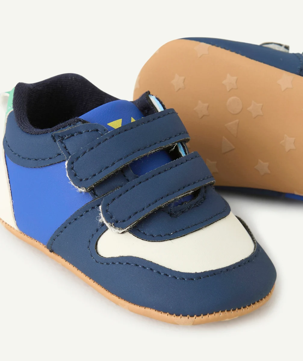 chaussons style basket bébé garçon bleu et blanc