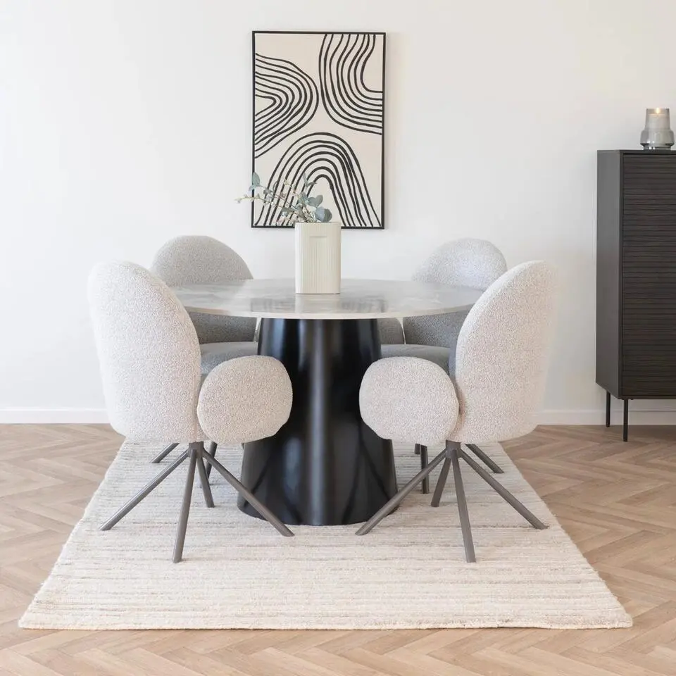 Eettafel Grijs/Zwart - Rond - 120x120x75cm - Brito