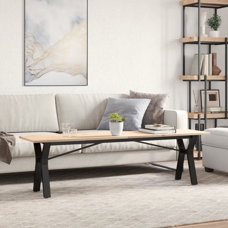 vidaXL - Salontafel - Y-frame - Massief Grenenhout - Staal - 160x40x45 cm