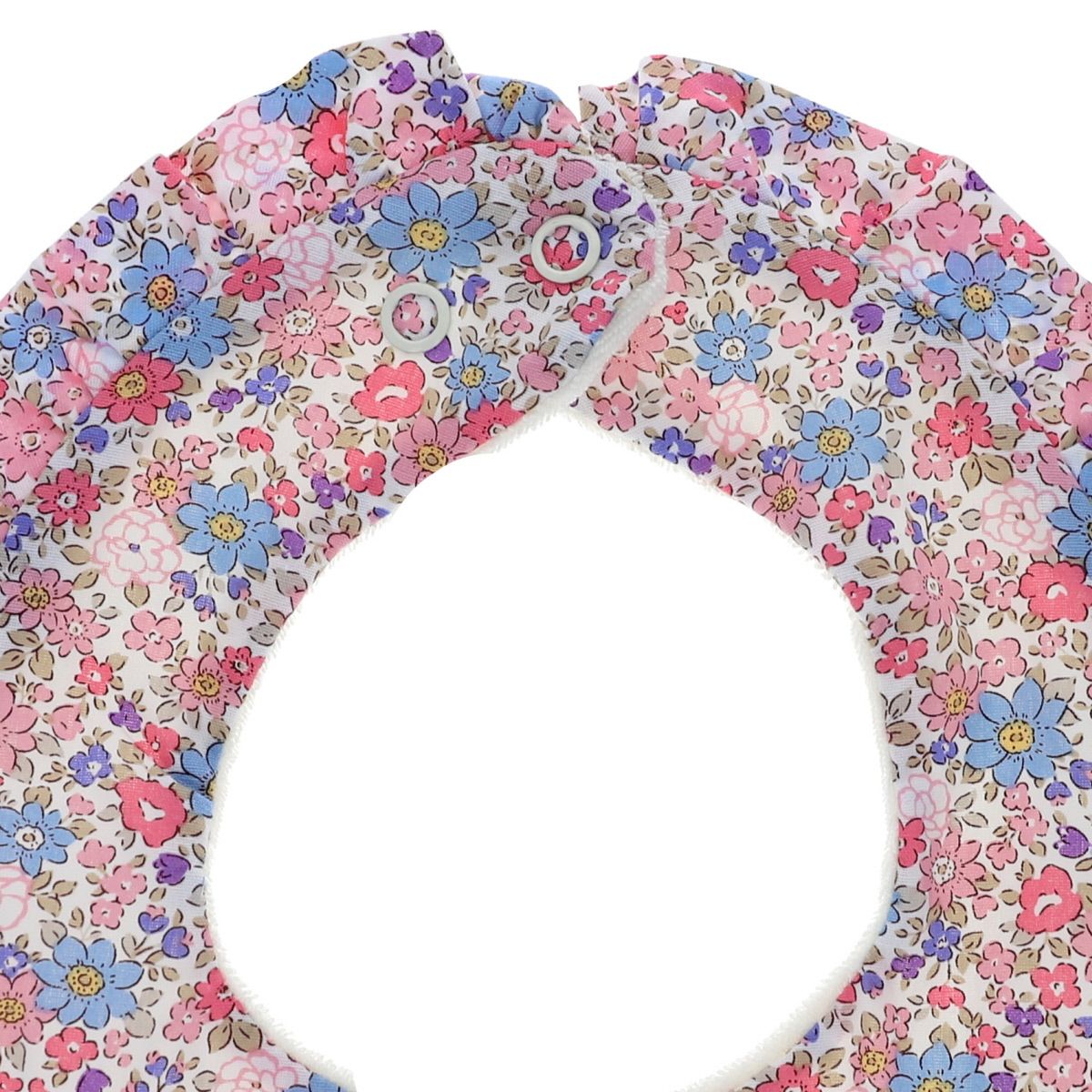 Bavoir rond fleuri bleu et rose Jolie saison