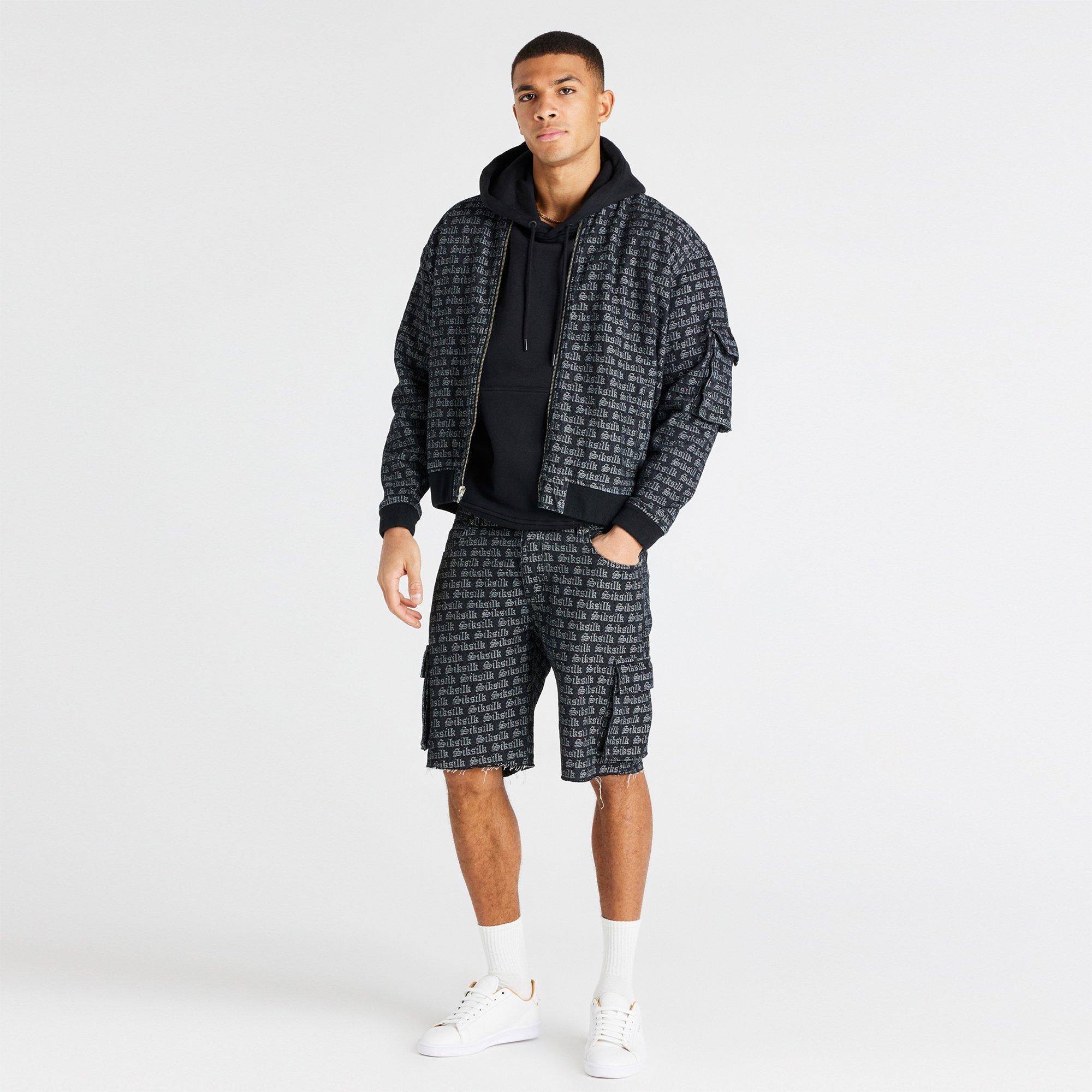 SikSilk Denim Bomber Jacket Mens