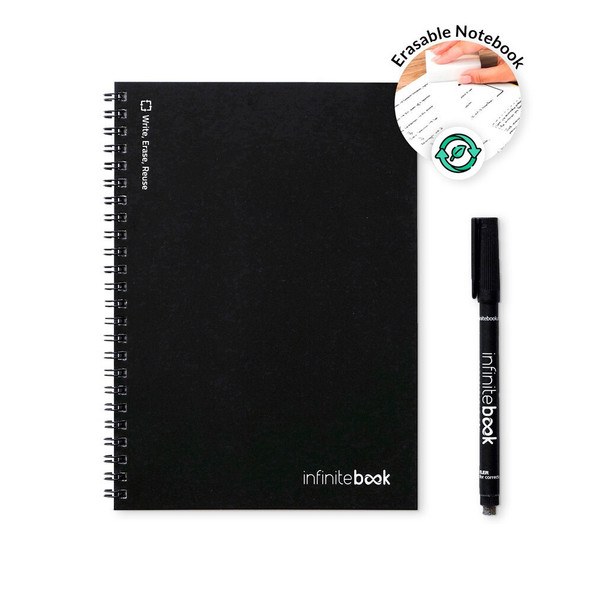 InfiniteBook 33201 - Infinitebook avec couverture souple et 15 pages lignées pour tableau blanc