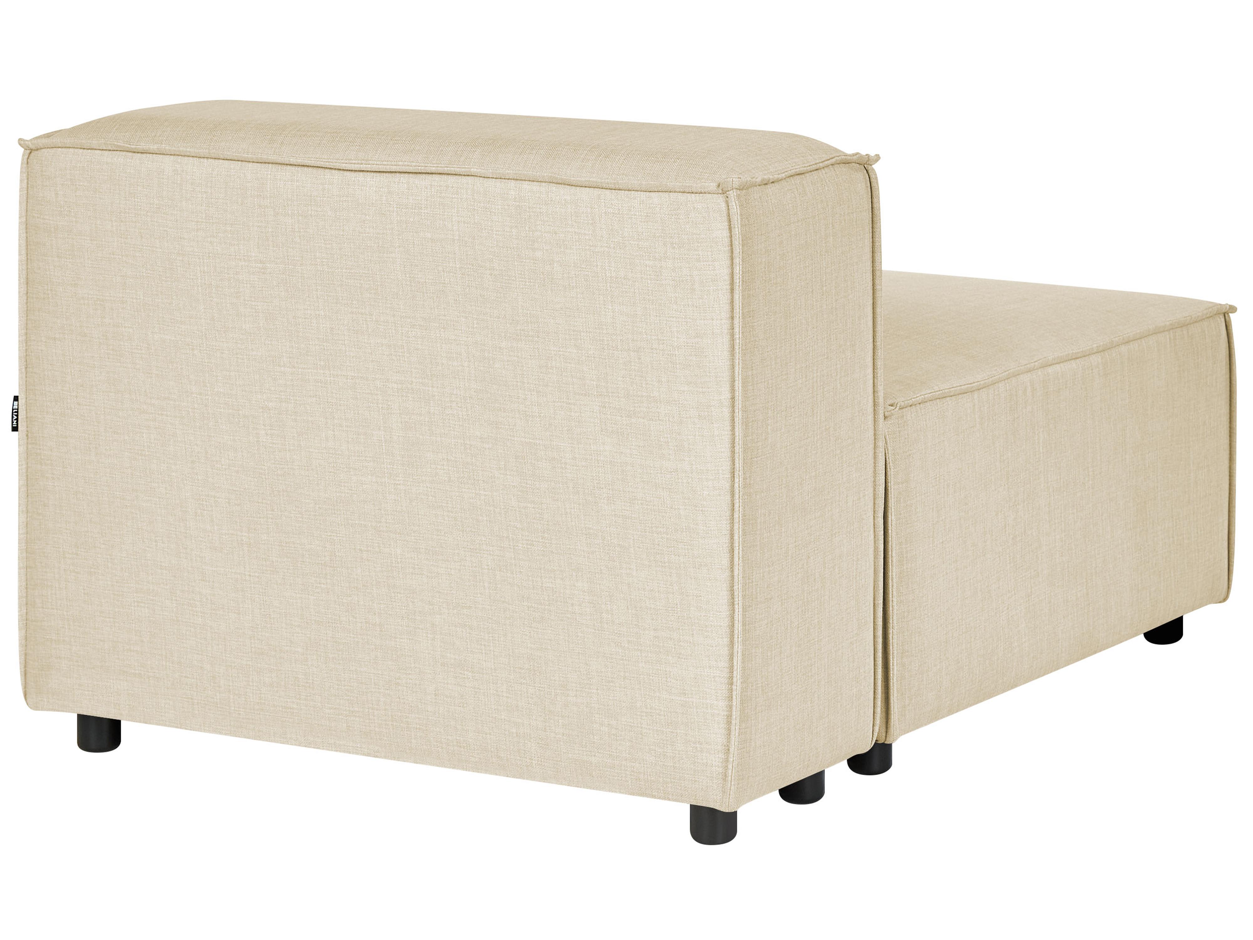 Modulaire hoekbank 3-zits APRICA Kunstlinnen Beige met ottomaan rechtszijdig