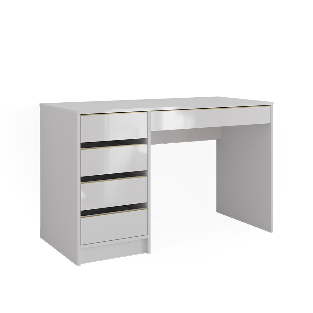 Vicco Schminktisch Sherry Weiß Hochglanz Gold 120 x 75 cm 5 Schubladen