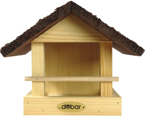Pura Natura vogelvoederhuisje met schorsdak 22,5x20x18 cm