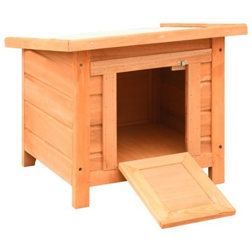 Casinha de madeira marrom para gatos