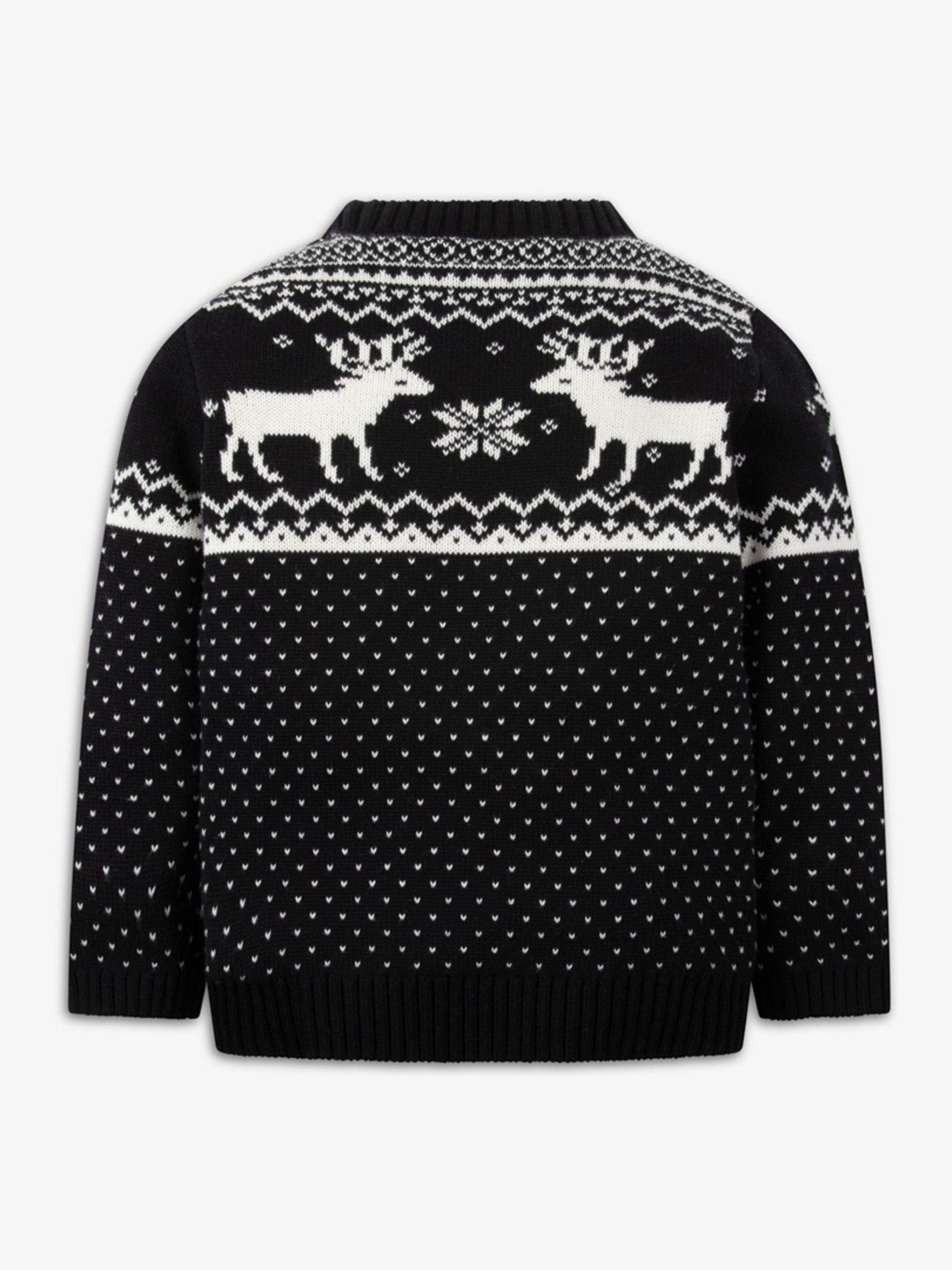 Zwart - The Little Tailor kinderkersttrui met rendier-fairislepatroon