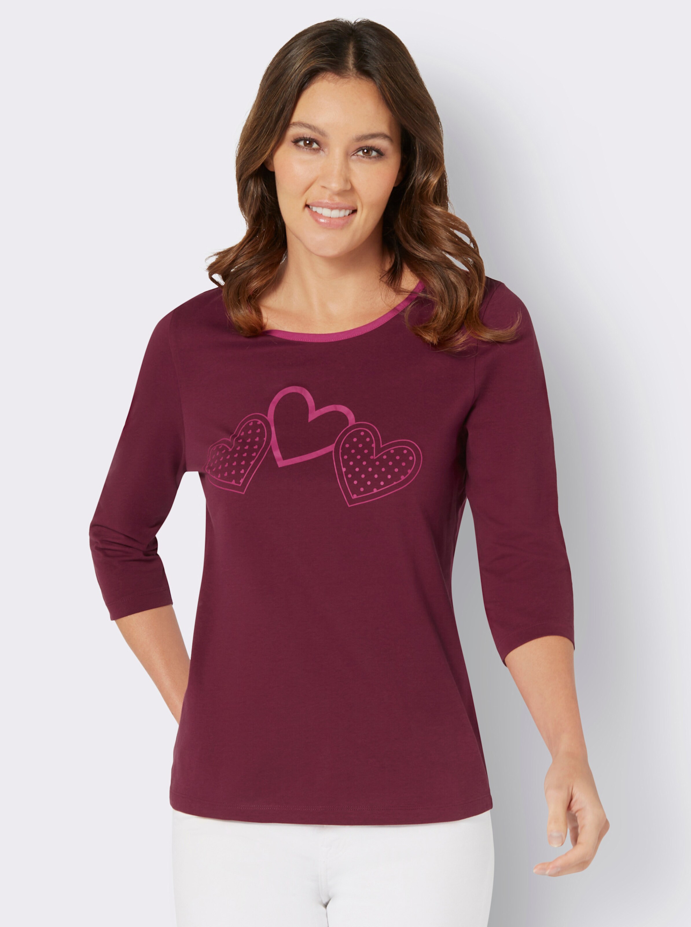 34-Arm-Shirt mit Herz-Motiv