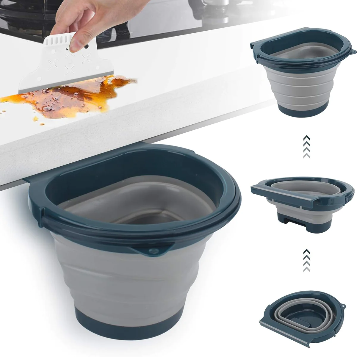 Poubelle Pliable Cuisine de 4L gris Vendos85