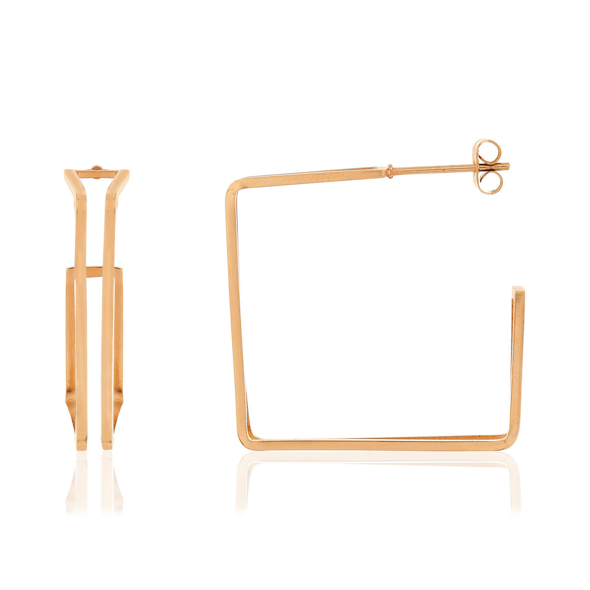 Boucles d'oreilles pendants acier rose