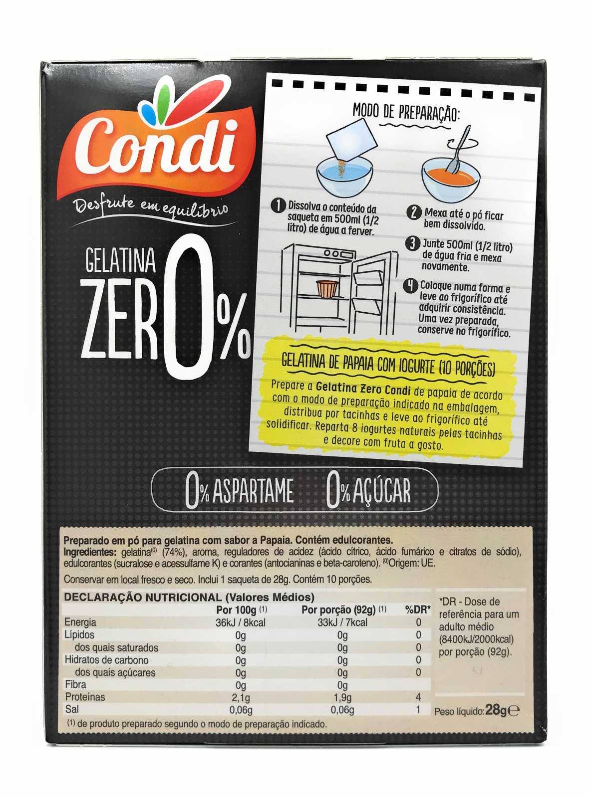 Condi Gelatina Zero Mamão 28 g