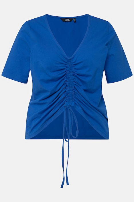 T-Shirt, Raffbänder, Slim, V-Ausschnitt, Halbarm