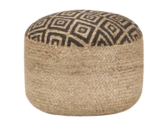 Pouf fait à la main Noir 45 x 30 cm Jute