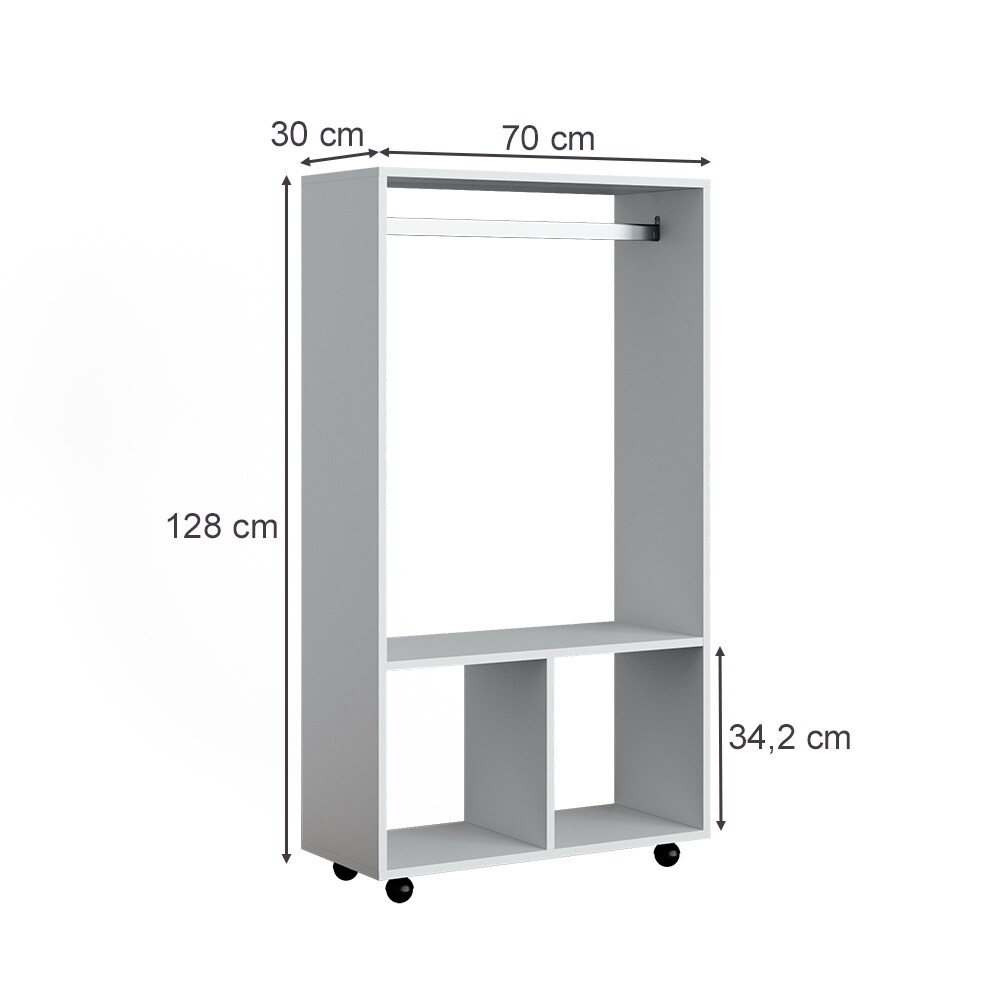 Vicco Garderobe Kleiderschrank Kleiderstange Sydney Weiß rollbar offen Fach