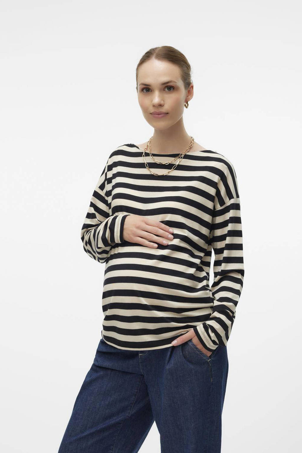 VERO MODA MATERNITY gestreepte zwangerschapstop blauw/wit