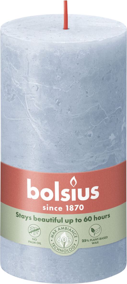 Bolsius stompkaars Shine blauw 60 uur D 6,8 x H 13 cm