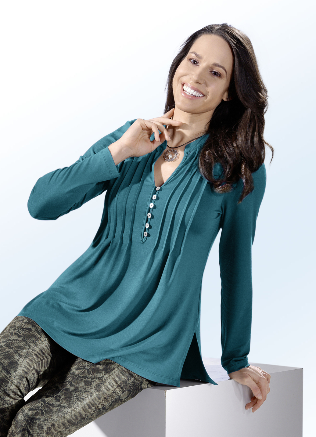 Shirt-Tunika mit Schmuckknopfleiste