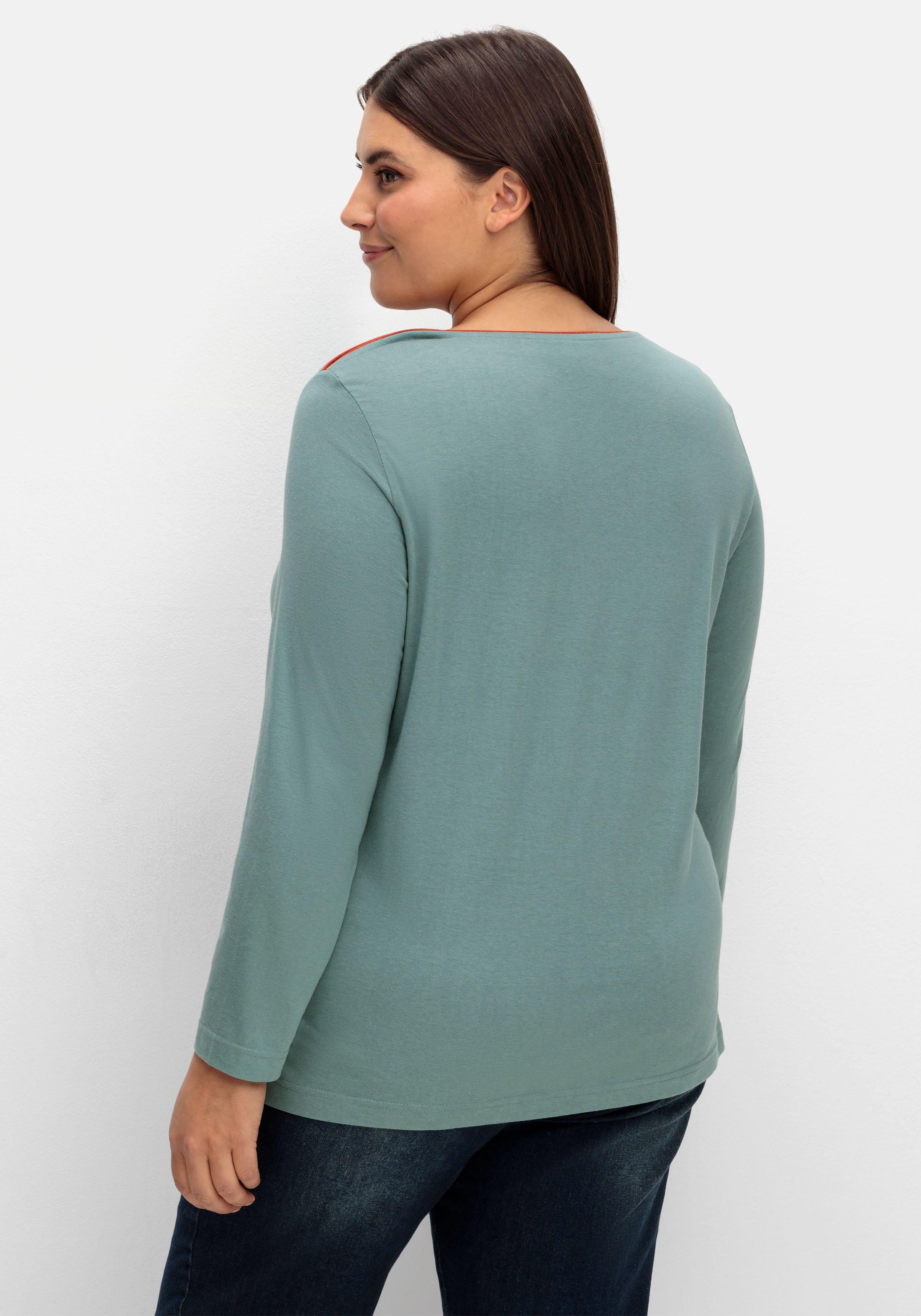 Langarmshirt mit Kontrastpaspeln
