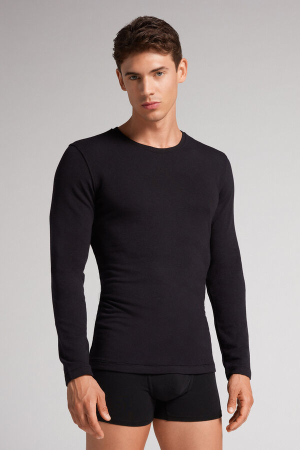Camiseta de manga comprida em modal e cashmere