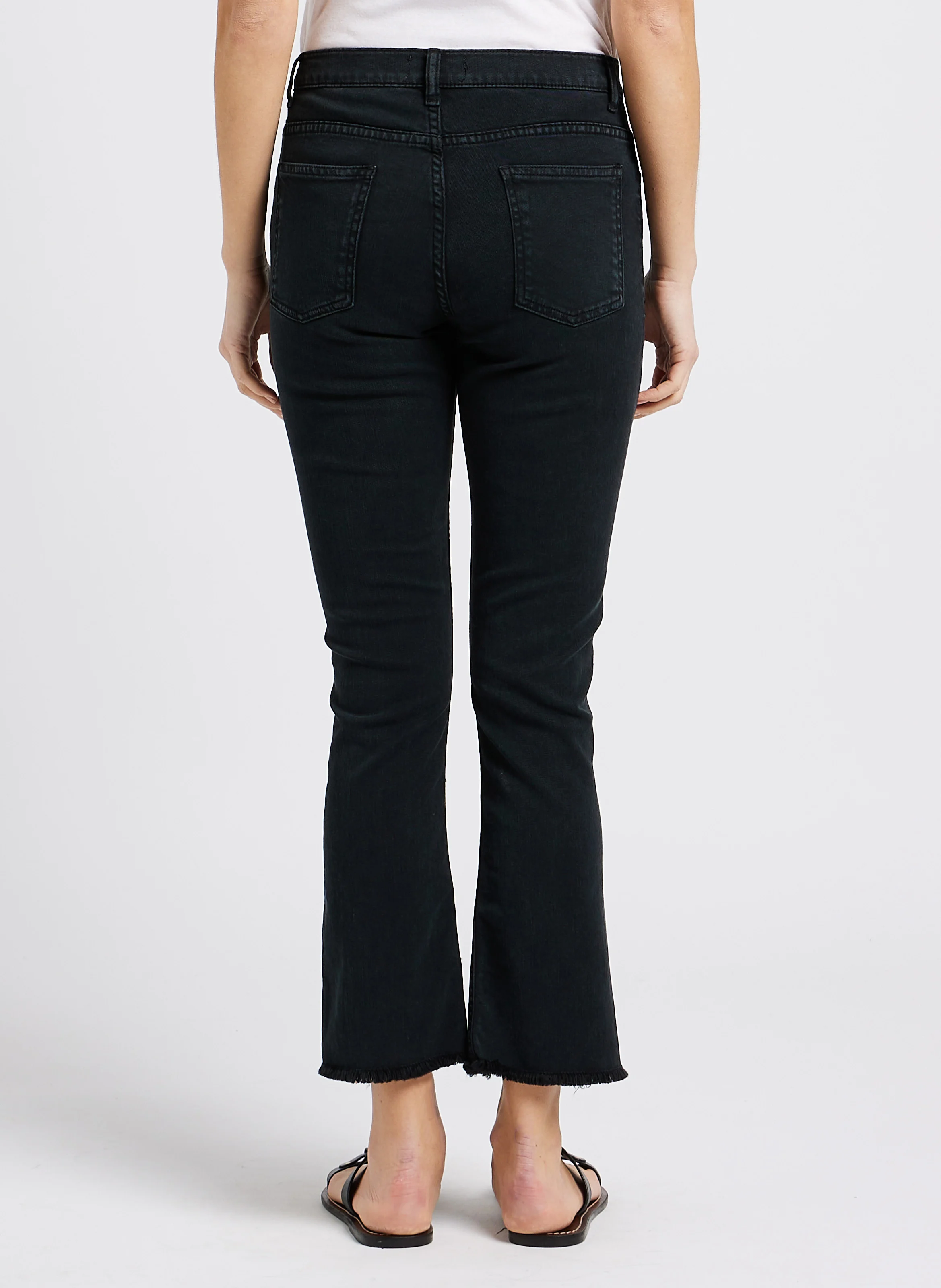 CARA - Jean flare en coton mélangé | Noir