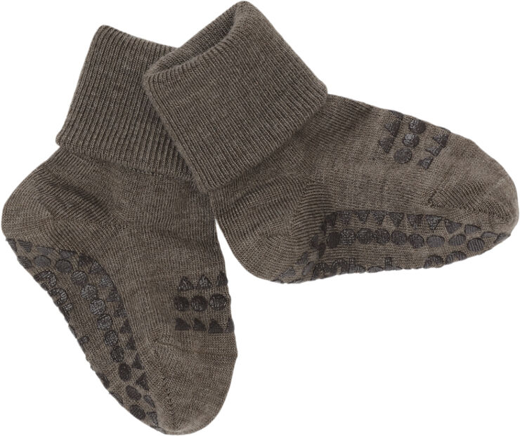 GoBabyGo Skridsikre Strømper - Uld Brown melange