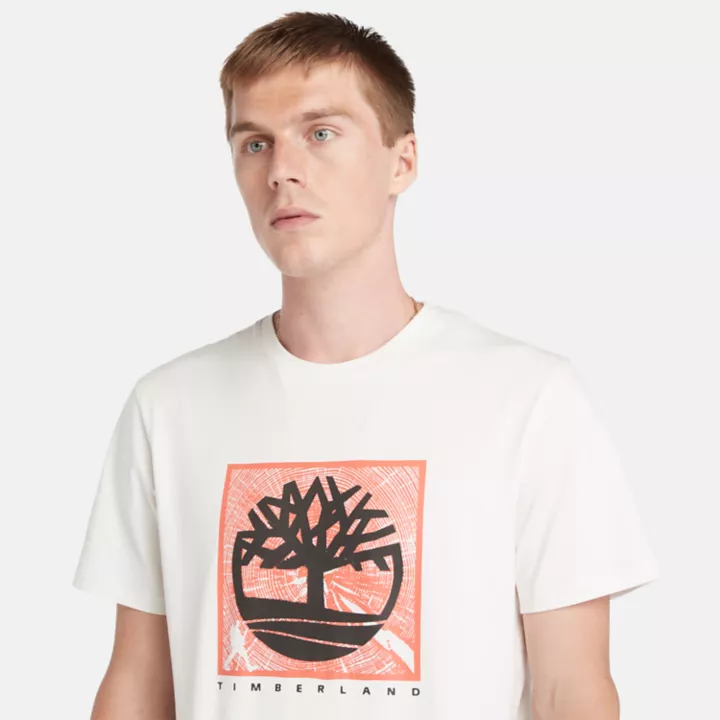 T-shirt à motif sur le devant pour homme en blanc