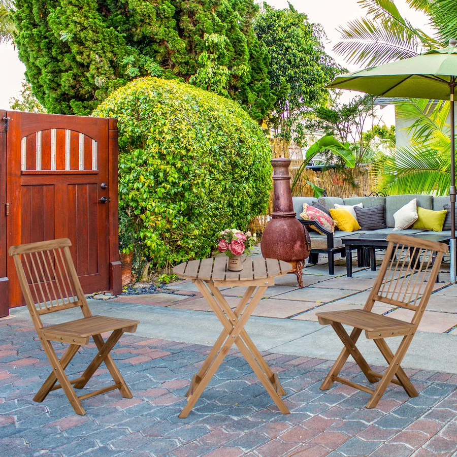 Outsunny Gartenmöbel-Set mit Klappfunktion natur