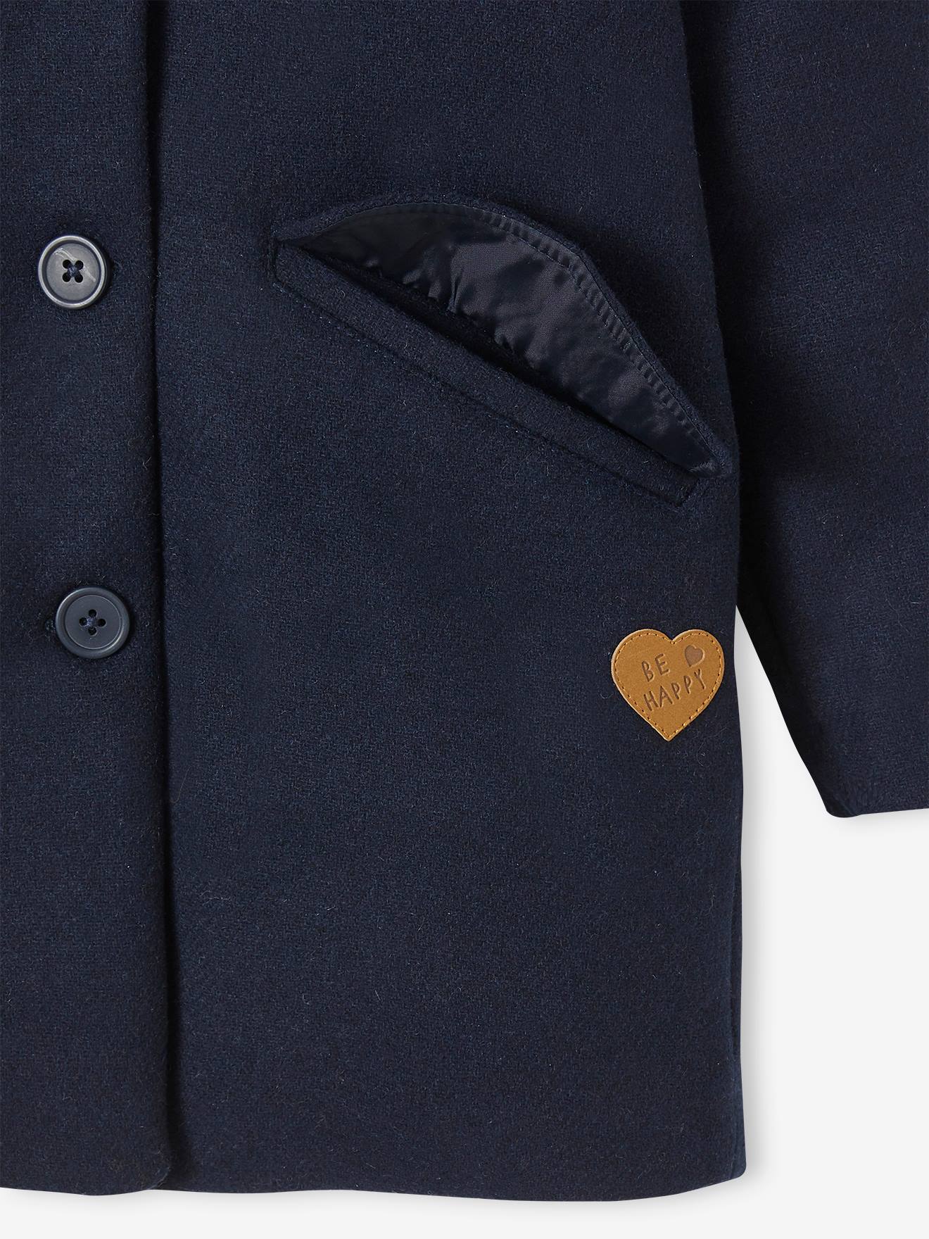 Casaco 3 em 1, azul escuro liso com estampas, para meninas