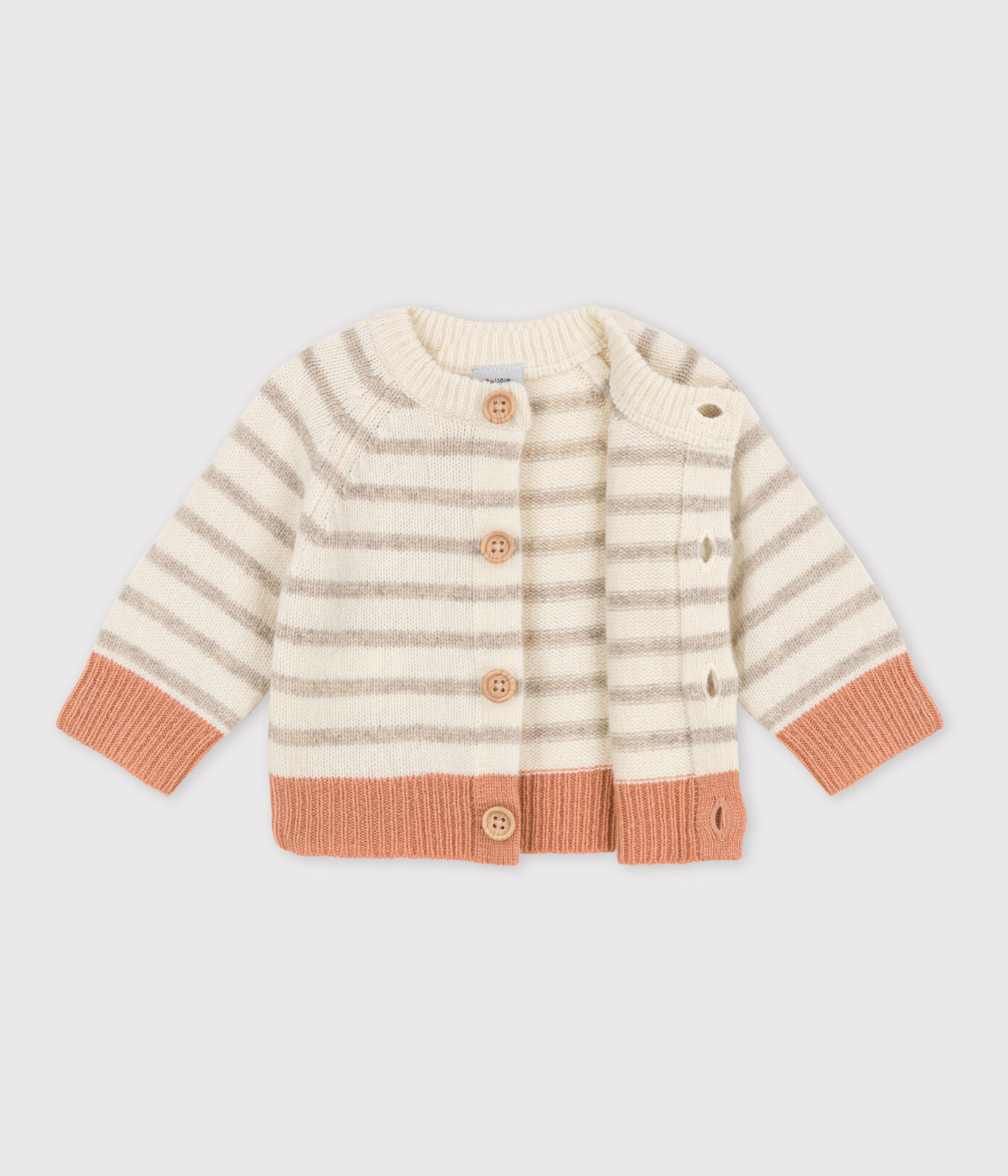 Cardigan à rayures bébé en tricot laine