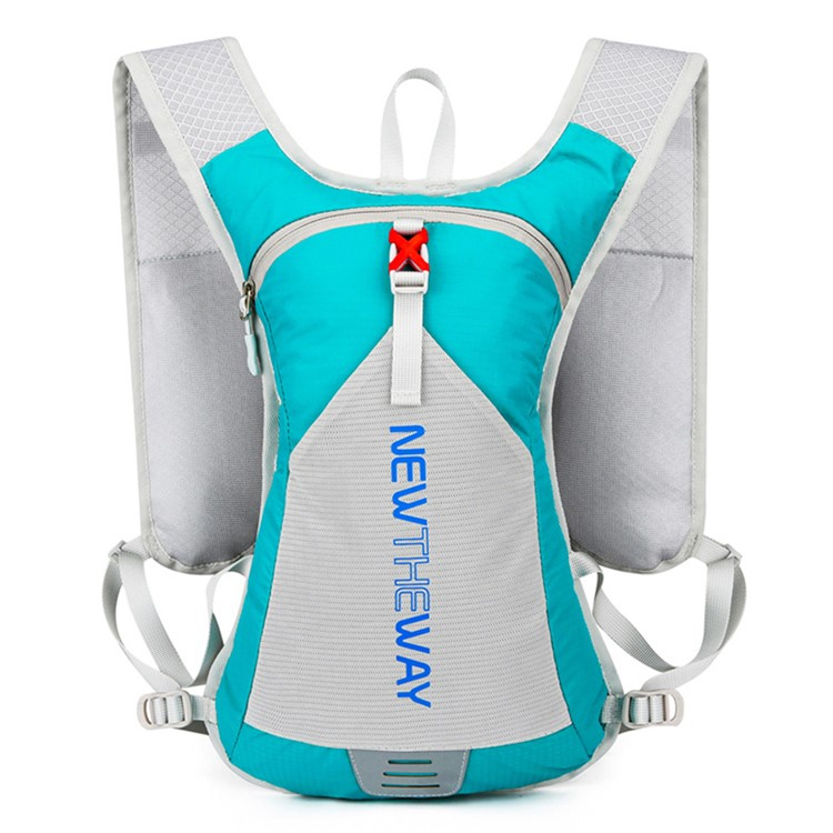 (40x25cm) 10L Ultraleichter Sport Rucksack Faltbare Outdoor Backpack Weste mit Aufbewahrungstasche   Öffnung für Trinksystem - Türkis / Grau