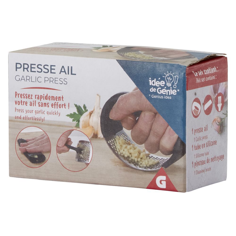 Presse ail en inox avec brosse de nettoyage