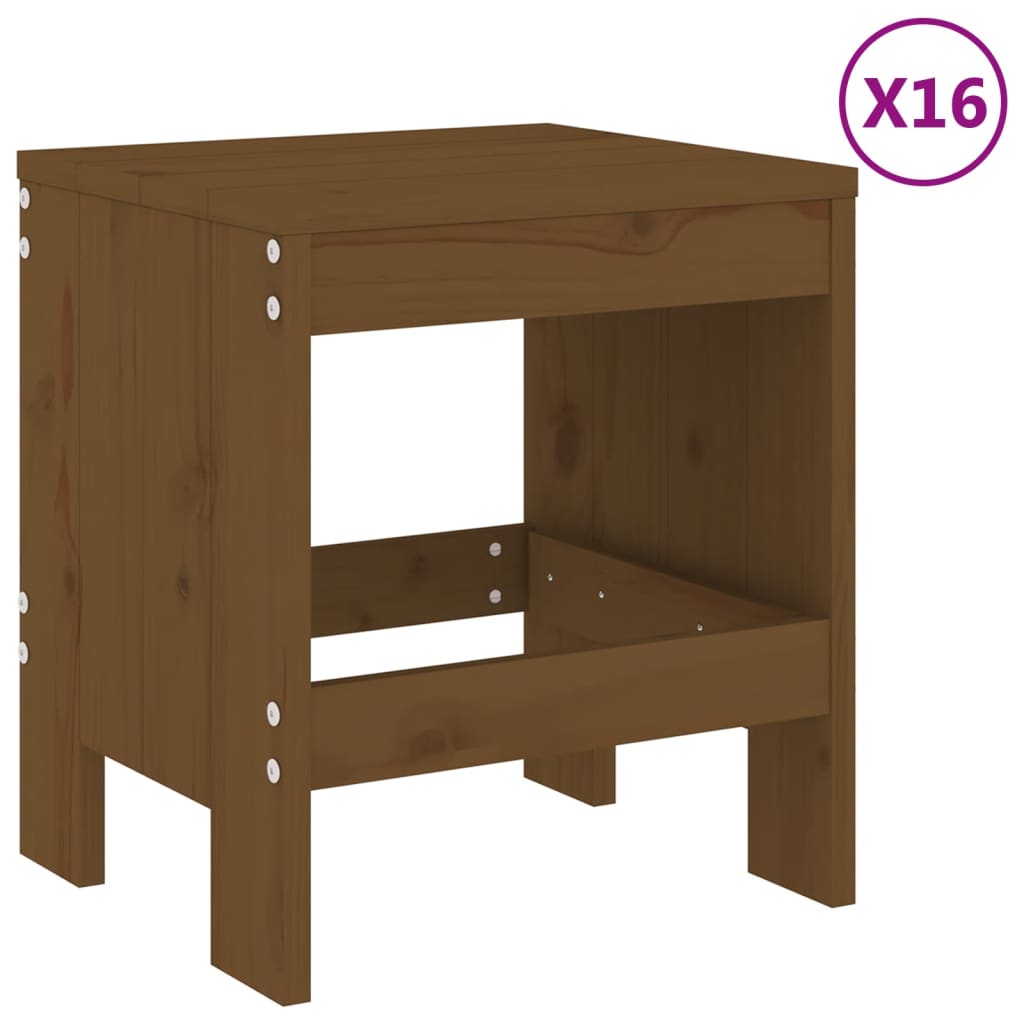 Ensemble à dîner de jardin 17 pcs marron miel bois pin massif