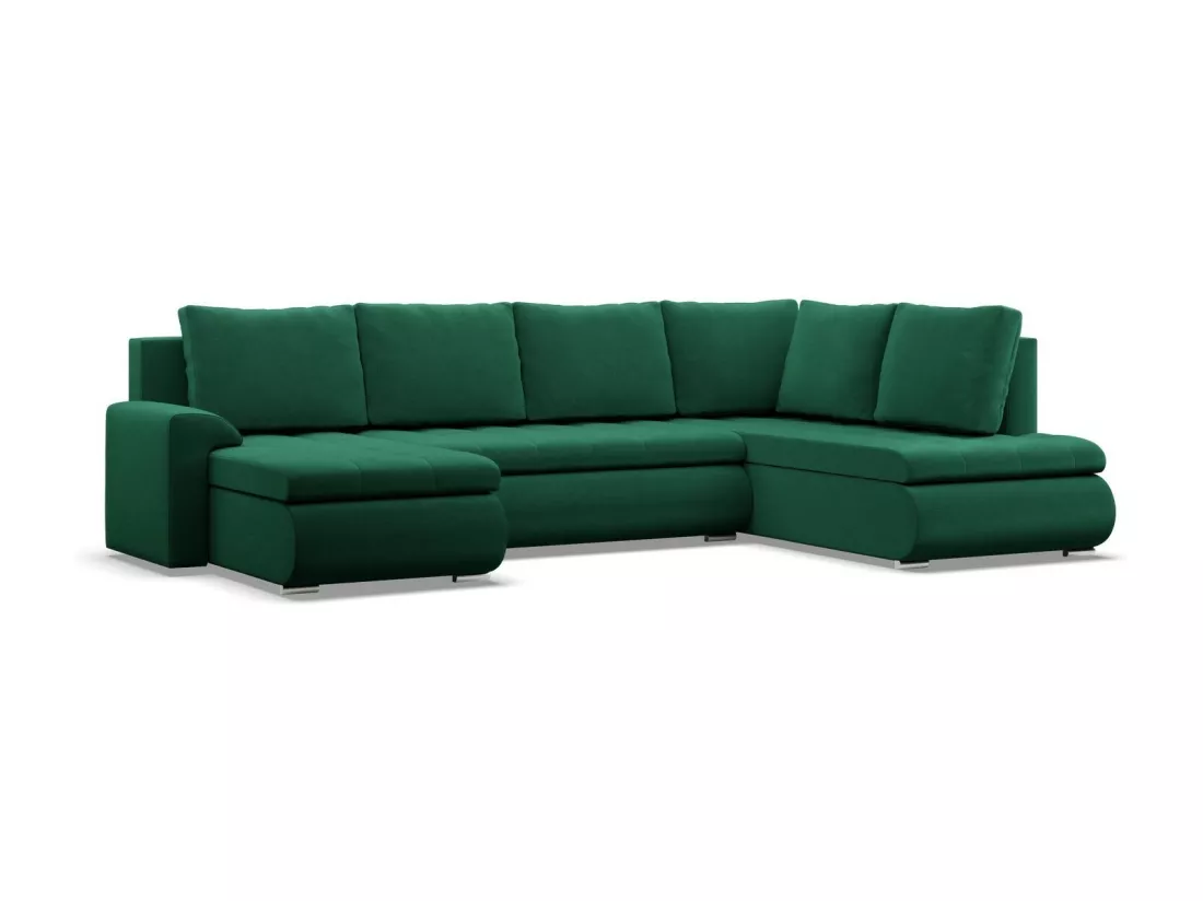 Canapé d'angle en U avec fonction sommeil, Ottoman, Bleu foncé