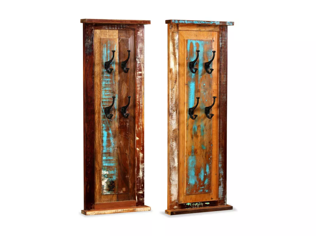 Porte-manteau 2 pcs Bois de récupération massif 38x100 cm