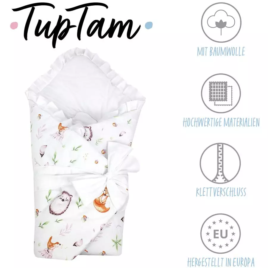 TupTam Unisex Baby Einschlagdecke mit Schleife grünweiß