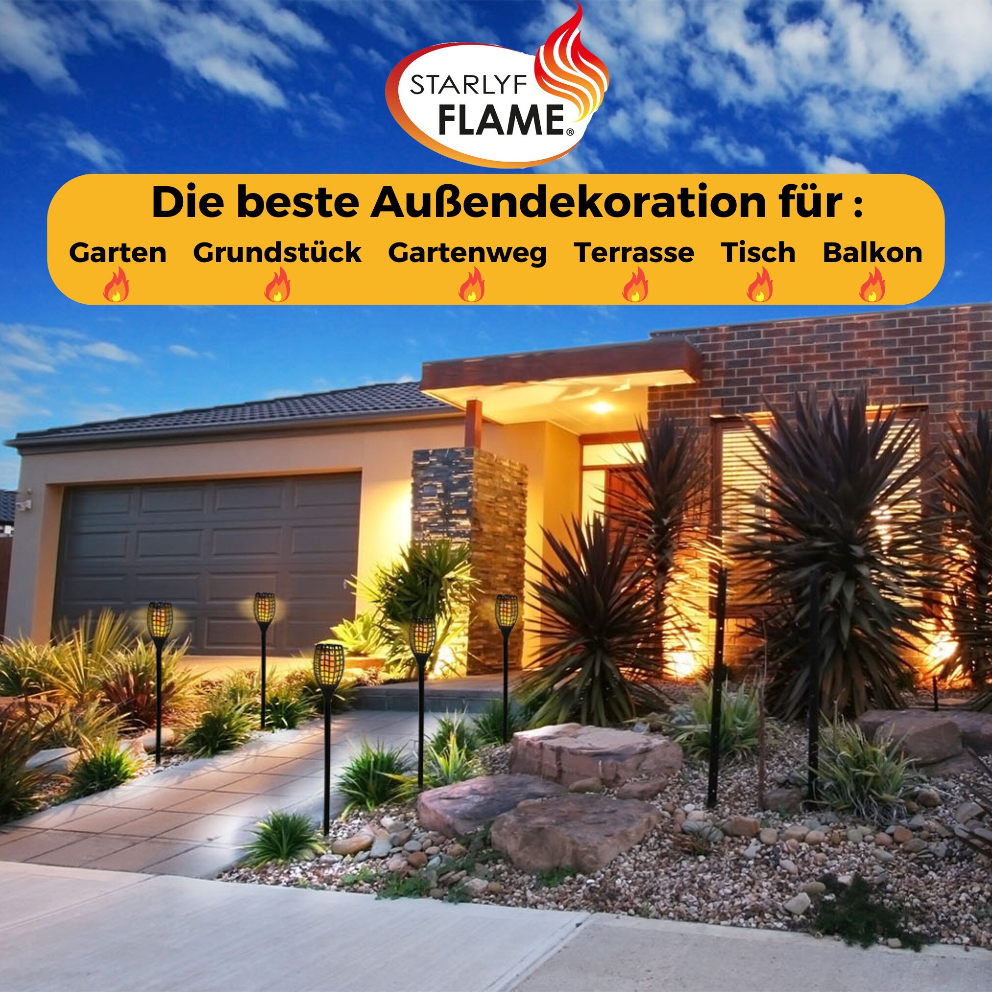Starlyf® LED Solarleuchte, Solar Feuer Fackel für den Garten Flame