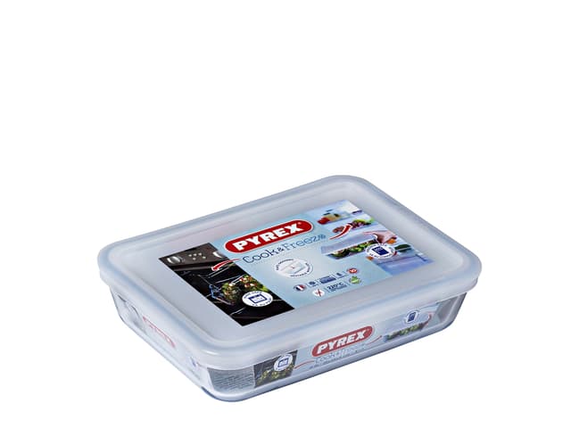 Pyrex Fad rektangulært m/låg Clear