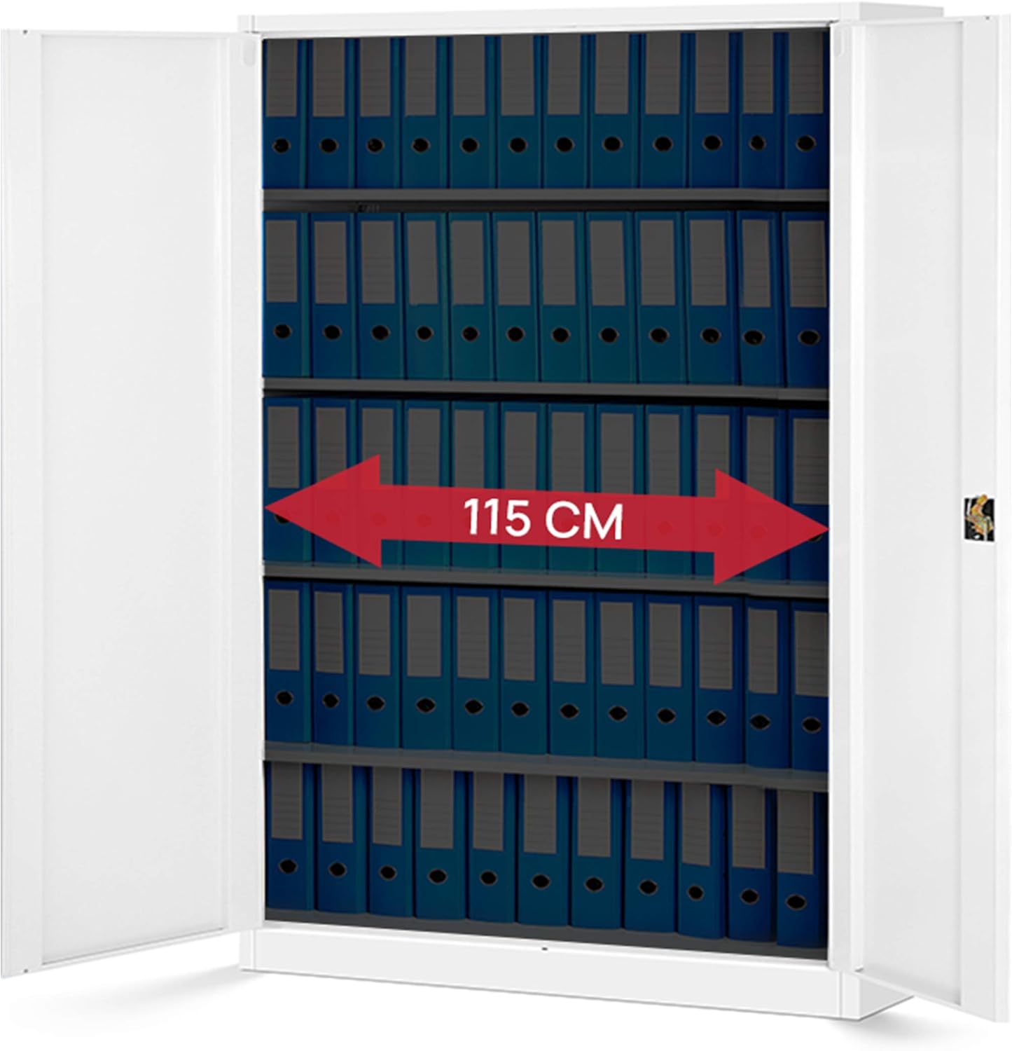Jan Nowak 2er Set Aktenschrank XXL C001II Büroschrank Metallschrank Flügeltüren Stahlblech Pulverbeschichtung 185 cm x 115 cm x 40 cm (weiß/weiß)