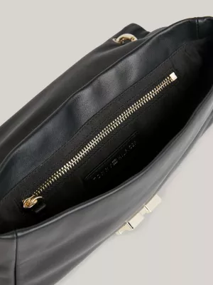 Bolsa Hobo de Couro com Fecho de Pressão