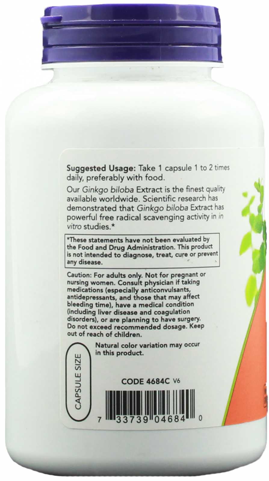 NOW Foods Ginkgo Biloba 60 mg 60 cápsulas