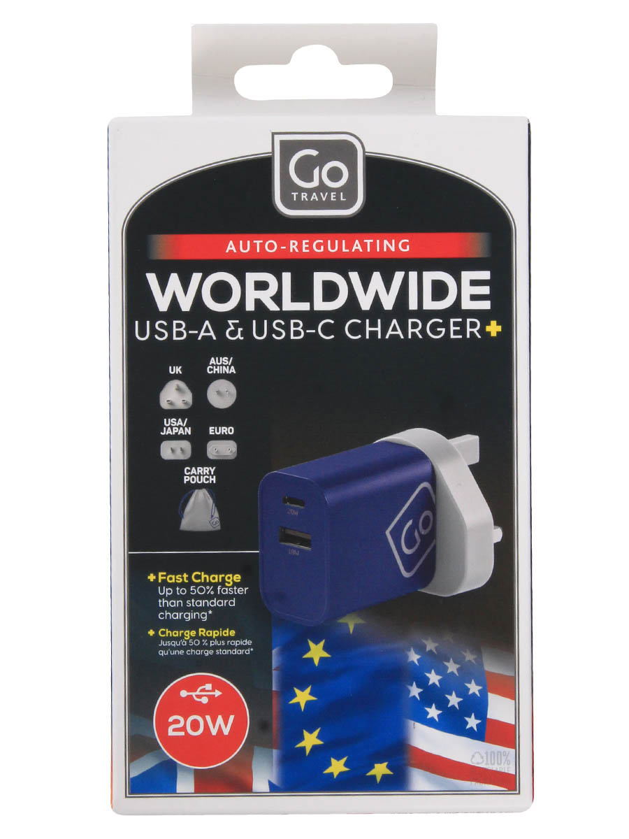 Adaptateur USB A & C Go Travel Electrique Monde