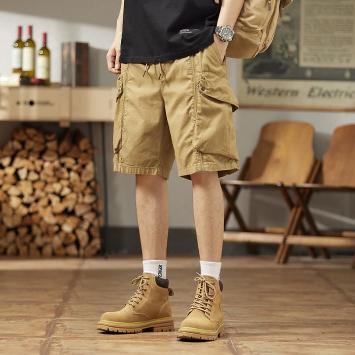 Nataro - Cargoshorts met trekkoord in de taille en wijde pijpen