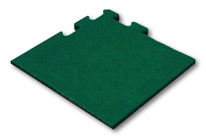 Groene rubbertegel 25mm - 50x50 cm - Puzzelsysteem hoekstuk