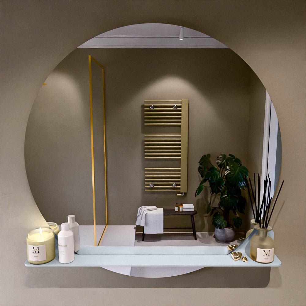 Mondiaz Spot spiegel rond Ø110cm met planchet dark grey